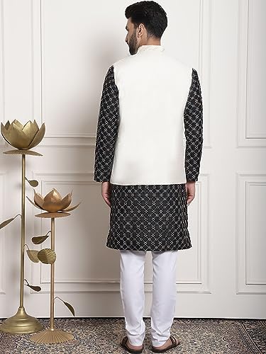 Image of SOJANYA (Since 1958 Men's Silk Blend Kurta and Pyjama with Nehru Jacket