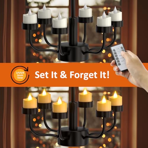 Image of Yme Rechargeable Votive Candles Battery Operated with Remote & Timer | Flickering Flameless LED Tea Lights with USB-C Charging Base, for Home Lantern Table Emergency Halloween Party Decor, 6PCS