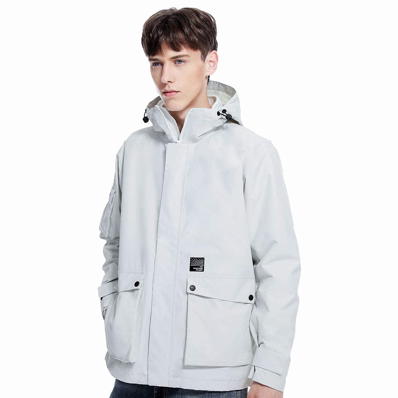 MU Chaqueta de Esquí a Prueba de Agua de Los Hombres 3 en 1 Windoorvientos Winter Warmable Warmable Abrigo Cómodo Cómodo Fleece Ropa Interior/Grey/S