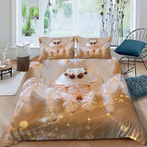 Housse de couette araignée imprimé 3D taies d'oreiller microfibre