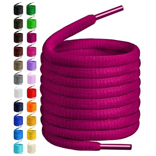 Birch Oval Shoelaces 27 Colors Half Round 1/4" Shoe Laces 4 Different Lengths (56" (142cm) - XL, Orchid Purple)