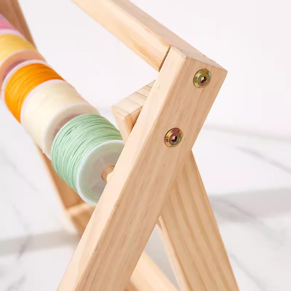 GRRICEPL Rack De Stockage De Ruban, Distributeur De Bobines, Organisateur De Ruban en Bois pour Couture Artisanat Fil Ruban Couronne Crochet Rouleau Fleuriste Arts Emballage Cadeau(60X40.5X63cm)