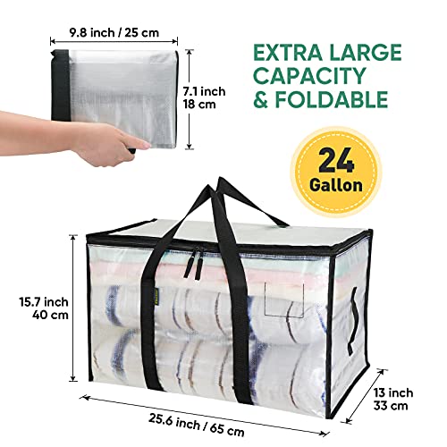 Image of BALEINE 16-Pack Oversized Moving Bags with Reinforced Handles, Heavy-Duty Storage Tote for Clothes, Moving Supplies (Clear, 16-Pack)