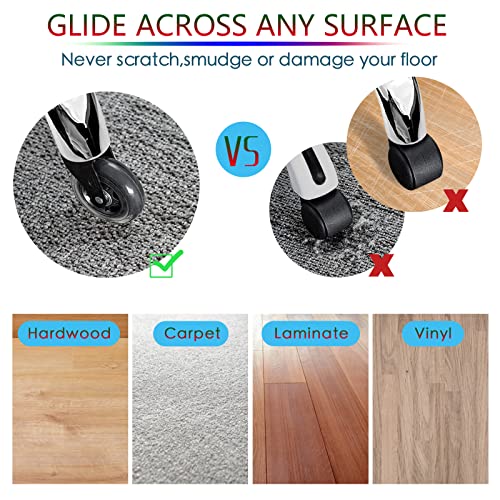 Gaming Chair Wheels - 2.5 Inch Heavy Duty Caster Wheels(2200Lbs),Mute Rolling Desk Chair Wheels Replacement (Set Of 5)-Rubber Office Chair Wheels For Carpet, Wood Floors,Hardwood Floors #TOP3