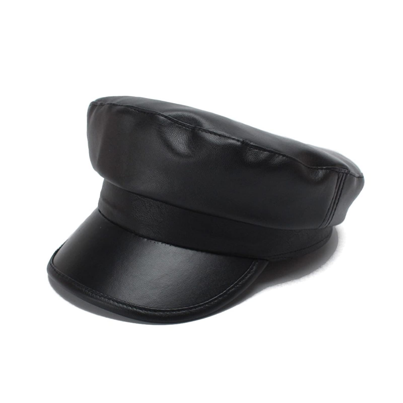 Wsy7U-3Leather Hat الممشى ARY كاب المرأة الجلود جيش كاب الأسود كابنة عارضة قبعة خاتم البط البلندية السيدات الصلبة الخريف الشتاء بحار القبعات Flat Caps For Men Uk