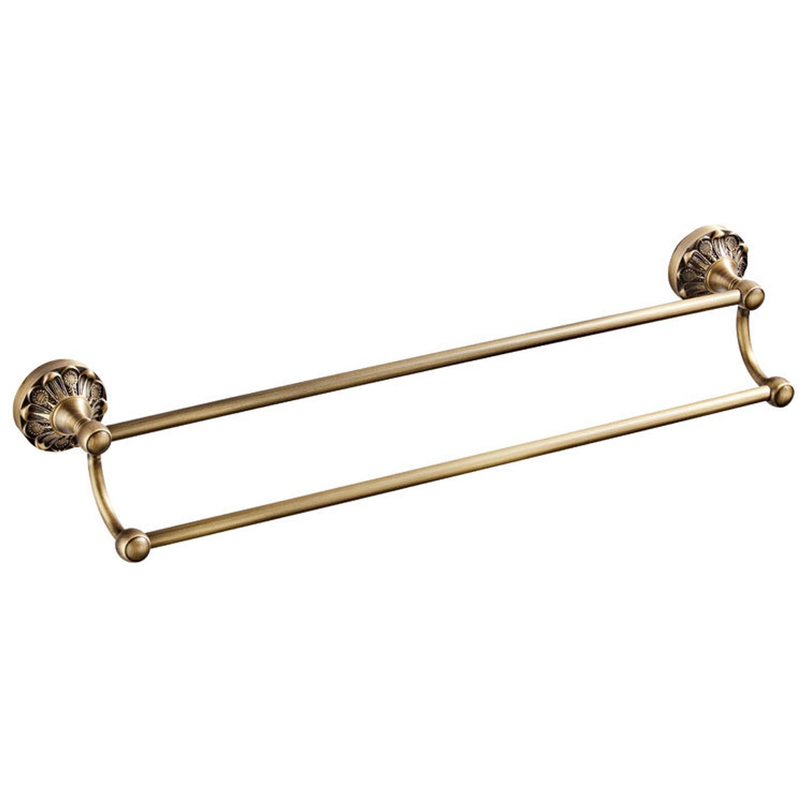Alargar Doble Varilla Toallero de baño Material de latón, Retro Montado en la Pared Toallero Euro Antiguo Acabado Cepillado Toallero for Cocina Baño-C-60cm (Color : D, Size : 60cm)