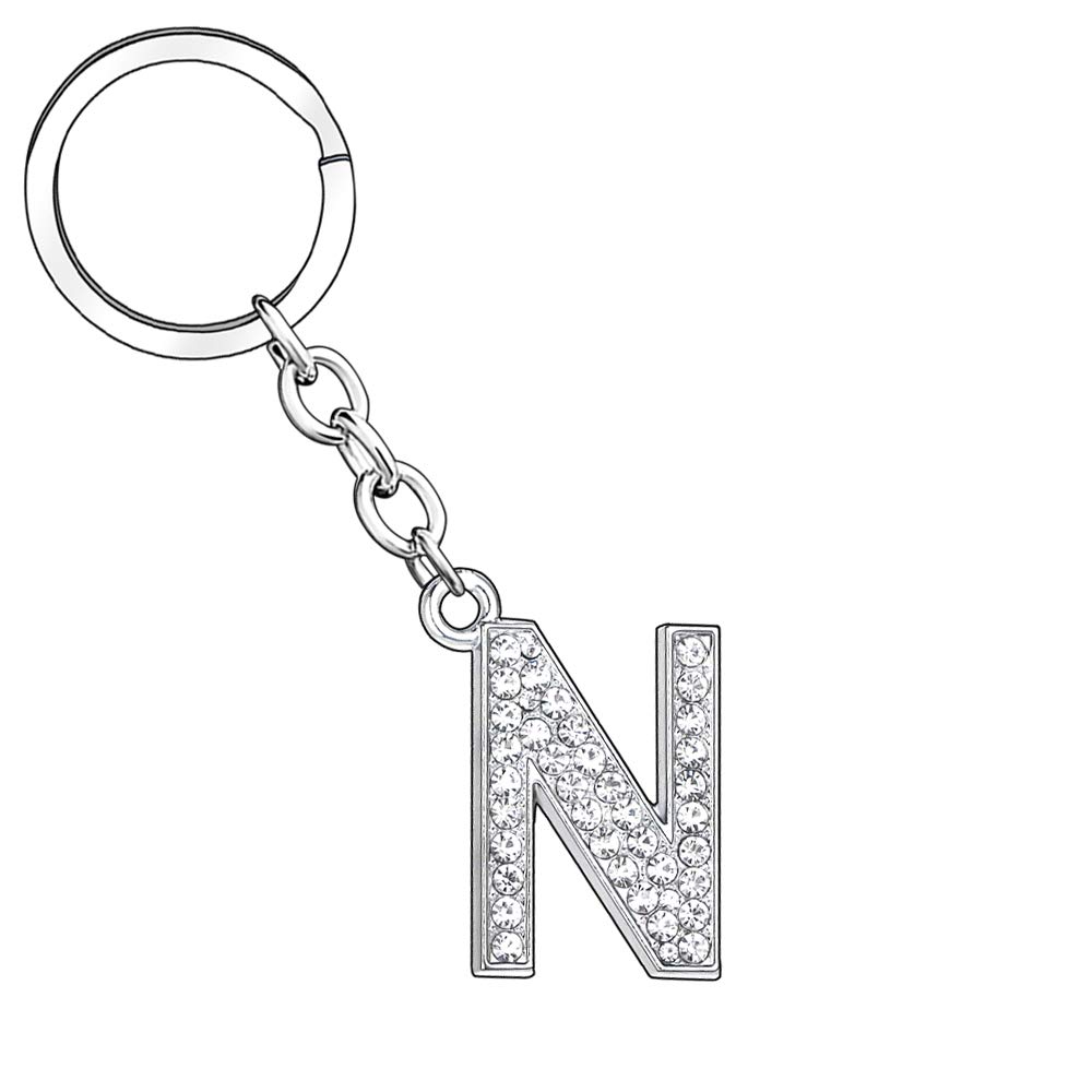 A B C D E F G H I J K L M N O P Q R S T U V W X Y Z Letter Keyring Keychain for Women Girl Family Best Friend Silver Crystal Jewellery