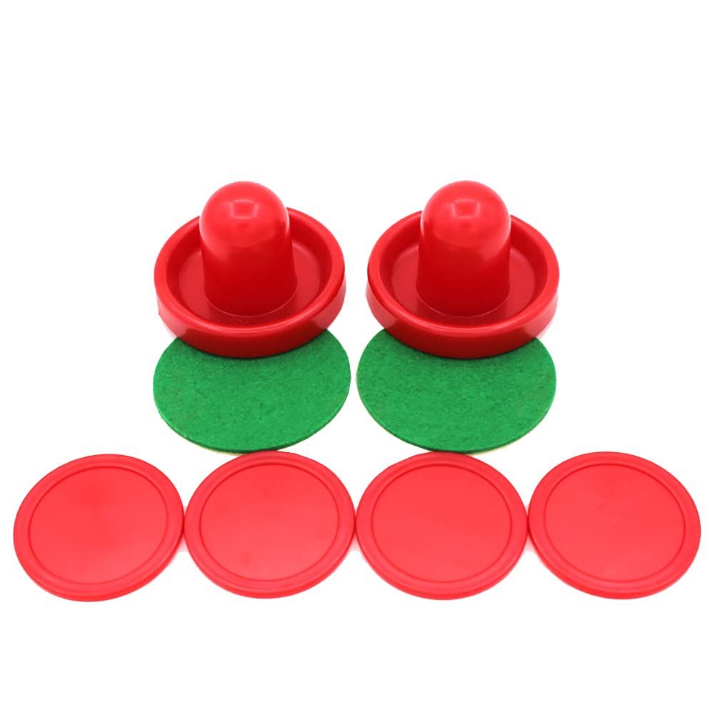 GSHLLO 8 Pcs 60mm Mini Red Air Hockey Pushers Air Hockey Pucks Strickers Goal Handles Paddles Replacement Accessories for Game Tables