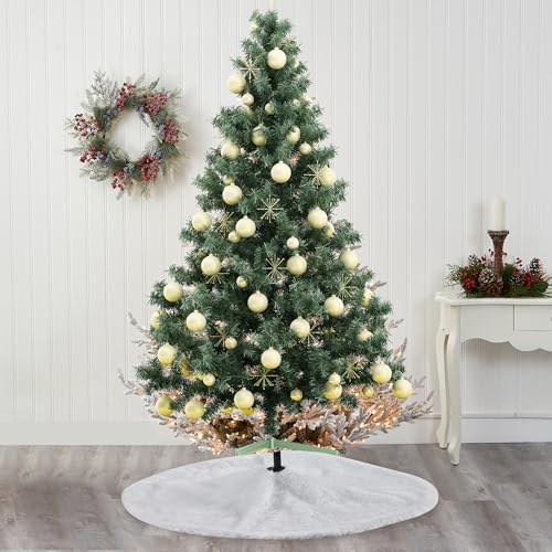 Jupe de sapin de Noël blanche 90cm tapis arbre décoration