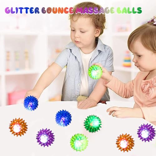 12 Stück Flummies-Igelball für Kindergeburtstag - LED-Leuchtball Jump Ball, Leuchtspielzeug als Kleine Gastgeschenke