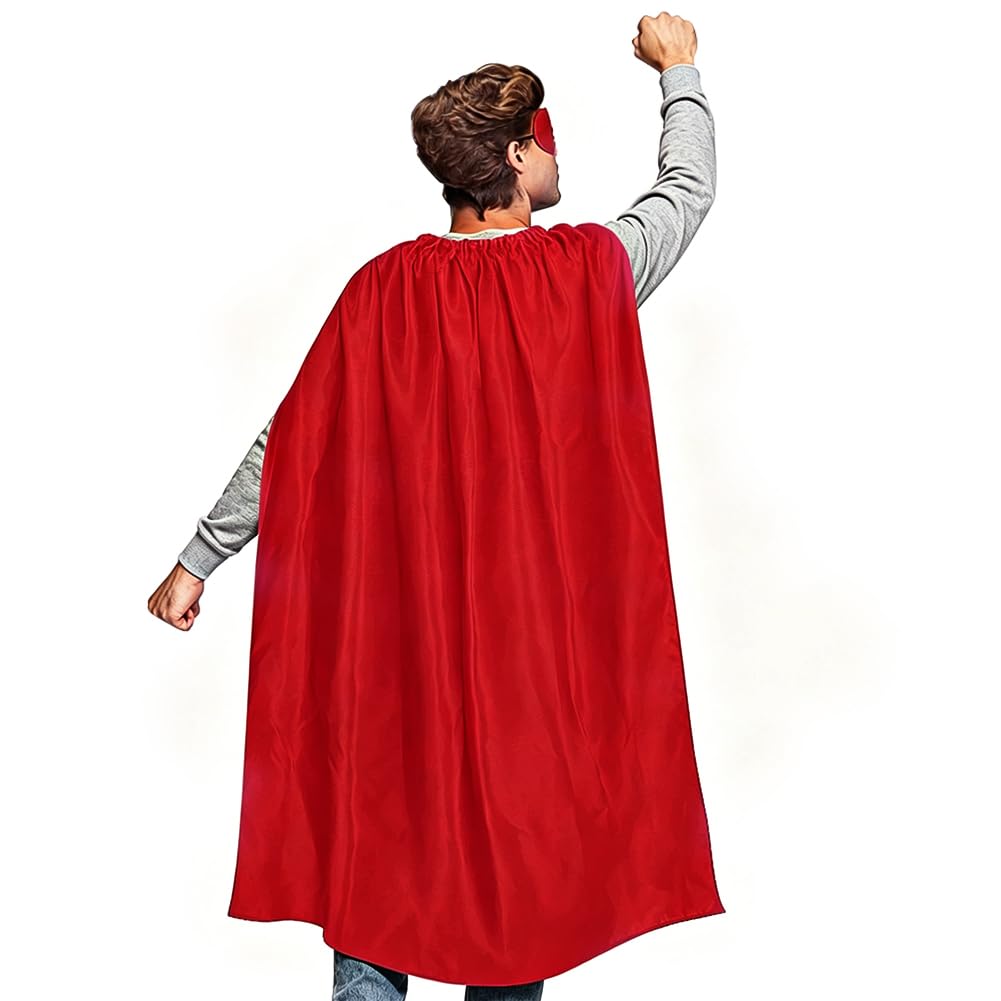 AUYAO Super-Heroes Costumes Heroes Capes Kit Adult Capes Cloak Dress Up Set with Eye Mask 2Pcs Men Women Super-Heros Fancy Dress Costume Capes for Halloween Christmas World Book Day Party(Red)