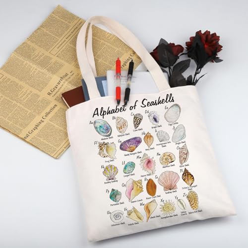 Bolso Tote de Lona con Diseño de Conchas miniatura 3