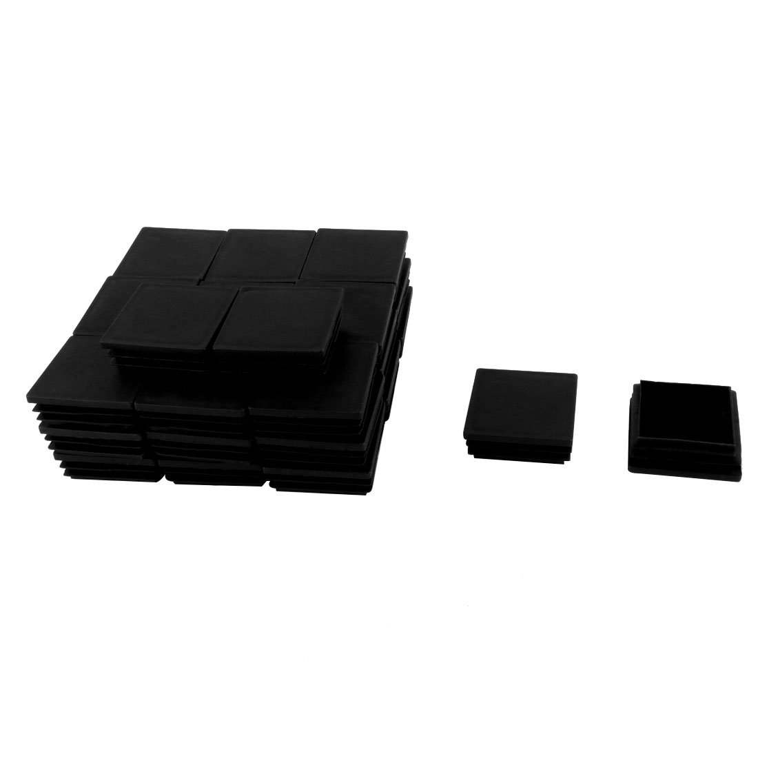 Sourcing Map 50pcs Bouchon Pied De Chasie Embout Capuchon Carré Jambe Tube Insert Patin Table Meuble Protection Plastique Noir 16mmx16mm