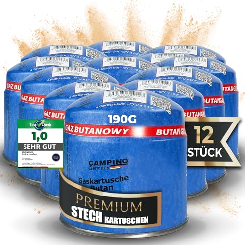 Magnum 12x Gakartuschen [190 g ] Gaskartuschen ideal für Campingkocher Lötbrenner und co- Gaskartuschen mit Sicherheitsventil (12 x 190 g)