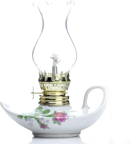 Lámpara de porcelana y vidrio de queroseno lámpara de aceite de mesa