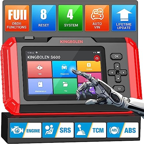 KINGBOLEN S600 Car Scanner, ENG/at/SRS/ABS OBD2 Scan Tool with 8 Resets Lifetime Free Update, Oil/TPMS/Brake/SAS/ABS Bleed/ETS Service, 2+32G Automotive Diagnostic Code Reader, WiFi Upgrade AutoVIN