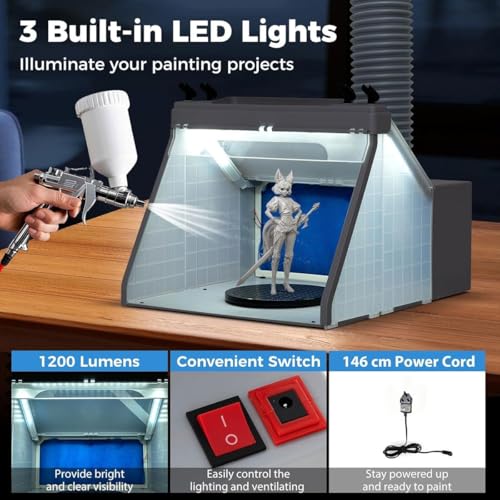 Cabine aérographe avec éclairage LED et kit de ventilation - 3
