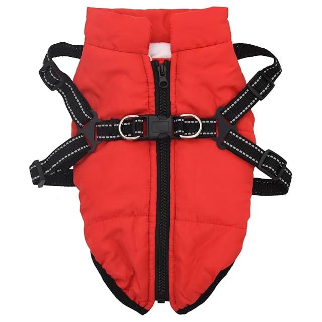 Foto 7 de 8 de vidaXL Abrigo para Perro con arnés Impermeable Reflectante L28 Rojo
