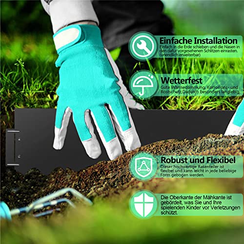 Vigevee Rasenkante verzinkt Metall, 5m 10m 15m 20m 25m 30m 35m 40m 45m 50m 100x15cm oder 100x18cm Beeteinfassung Mähkante Palisade Gartenbeet, Schwarz (Länge 5m - Höhe 18cm)