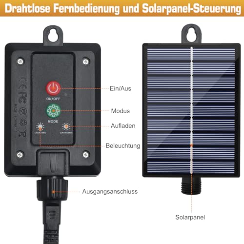 Coomoors Guirnalda Luces Exterio, 10 LED 8 Modos Guirnalda Luces Solares con Función de Memoria, IP65 Impermeable 5M Cadena de Luz Solar para Jardín, Patio, Navidad, Fiesta (Blanco Cálido) - imagen 8