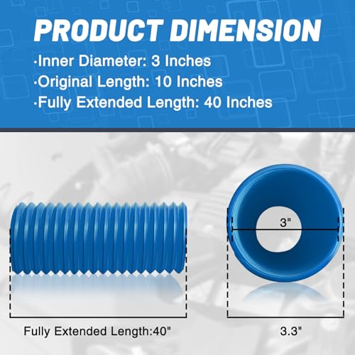 Image of 3 Inch Cold Air Intake Pipe: Universal Flexible Duct with Length from 10 inch to 40 inch for Customize Air Intake System Hose Tube (Blue)