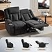 AIWOEN Manual Recliner Loveseat with Cup Holders, 2-Seater Fabric Reclining Sofa, Compact Wall Hugger Couch for RV, Small Living Room & Home Theater, Gray