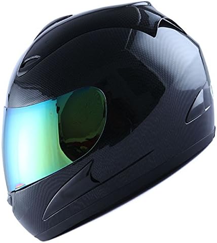 WOW Motorcycle Street Bike Full Face Helmet Carbon Fiber Black