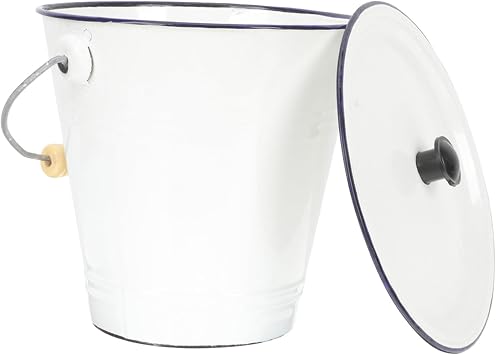 PRETYZOOM Enamel Bucket Lid Handle Pretty White Small Milk Bucket Metal Milk Jug Enamel Chamber Pot Lid