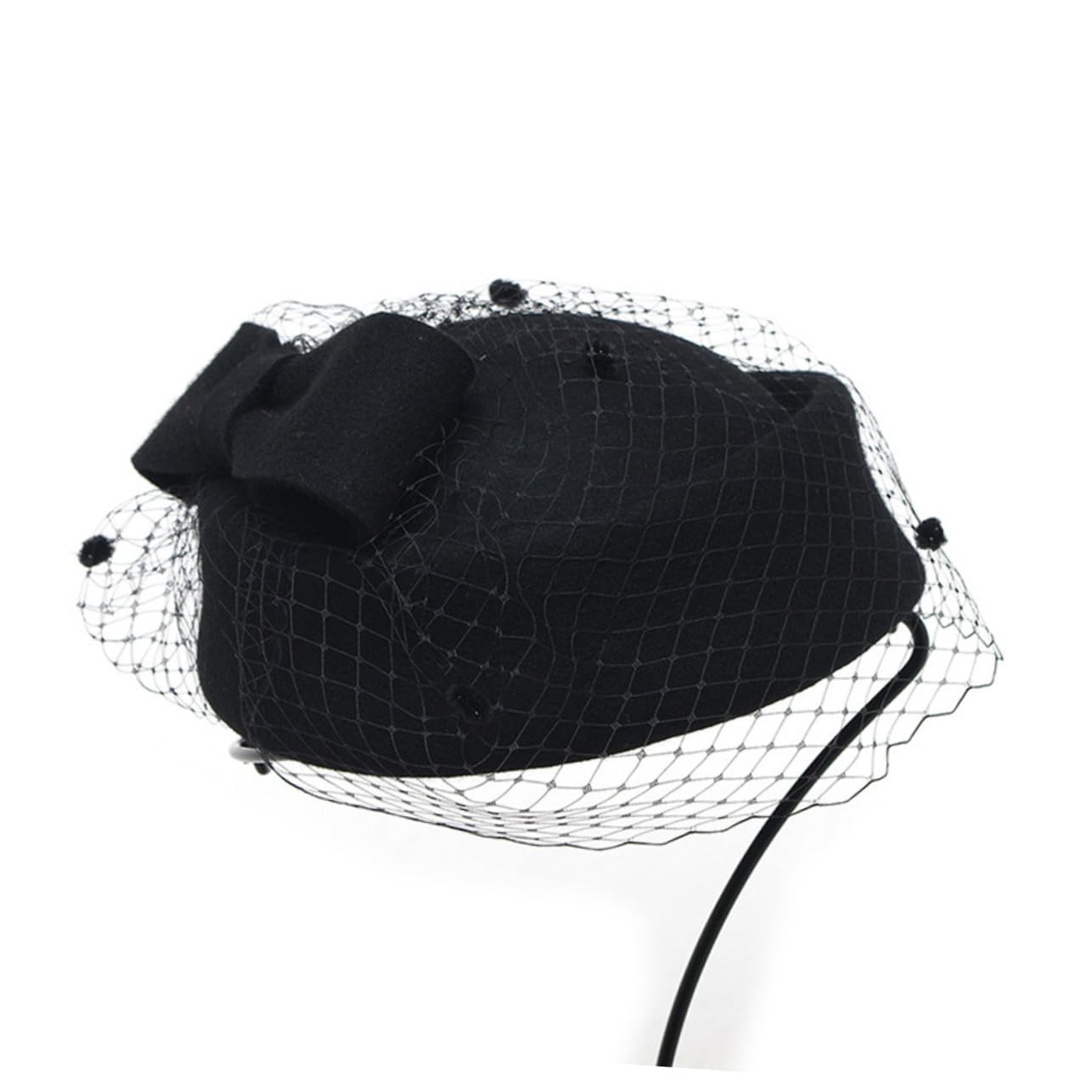 Sombrero de Fieltro de Lana para Mujer Estilo Pillbox Negro