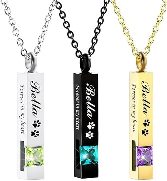 Personalized Urn Necklaces for Ashes,Stainless Steel Keepsake with Birthstones Memorial Gift for Women Men Pet,Custom Cremation Jewelry Urn Pendant for Ashes