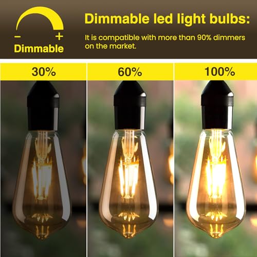 Ampoule LED E27 dimmable intensité variable pour filament Edison rétro 4W lot de 6 - 4