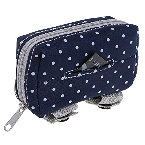 Image of DOOG Walkie Pouch, 20 Pre-Loaded Doggy Waste Bags, Easily Clips On Leashes, Keep Hands Free (Neoprene), Navy /Polka Dot