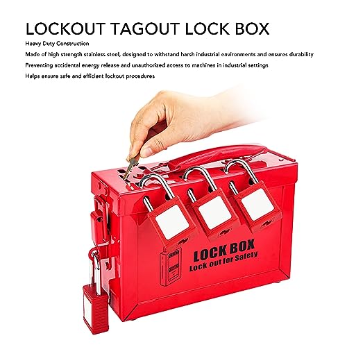 Caja Roja 498A para Bloqueo de Válvulas e Interruptores con 12 espacios para candados 4
