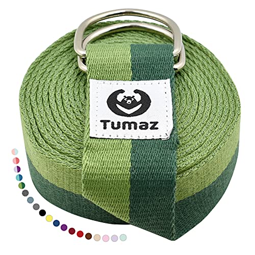 Tumaz Yoga Gurt/Yoga Strap/Yoga Band [15+ Farben, 180/240/304 cm] Baumwolle mit Extra Sicherer, Einstellbarer D-Ring-Schnalle, Langlebiger und Bequemer, Zarter...