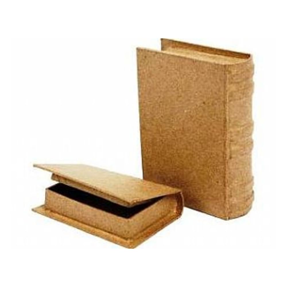 Crafty Capers 2 Mini Book Shape Paper Mache Boxes - 6X9x2cm & 8X11x2.5cm | Papier Mache Boxes