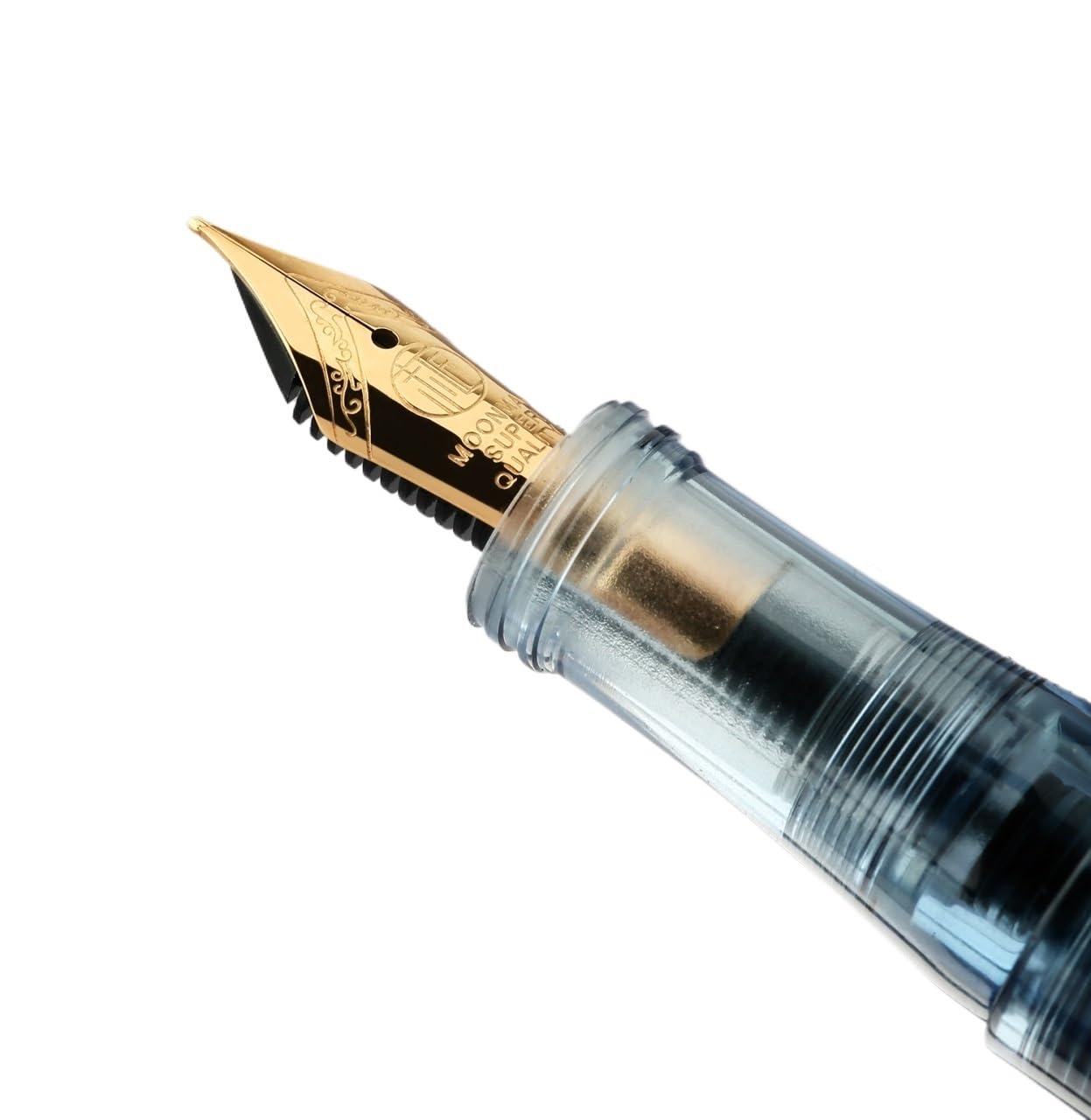Dropper Pióro wieczne z żywicy, przezroczyste, z konwerterem Iridium, bardzo cienki/drobny zestaw do pisania o dużej pojemności, szare, cienkie, 0,5 mm