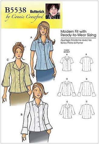 ButterickPATTERNS B5538 Misses' /Women's Blouse, Size Miss (XSM-SML-MED-LRG-XL)