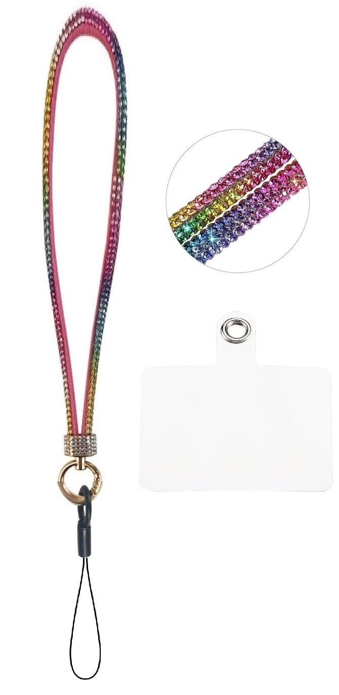 MOCA Long Universal Phone Lanyard, Detachable Wrist Strap Glitters with Phone Tether Tab Patch, Rhimestone String Bling Phone Strap for DIY, Earbuds, Keychain, Coin Purse, Wallet (1, Multy)-image-15