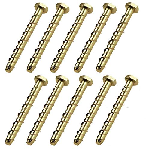 Merriway BH03042 Concrete/Masonry Screw Anchor Hex Head Bolt, M6 x 50mm (1/4 inch x 2 inch) - Pack of 10