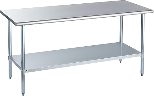 Vista 89 de Rockpoint - Mesa de acero inoxidable para preparación y trabajo con protector contra salpicaduras, 24 x 36 pulgadas; para cocina comercial, metal
