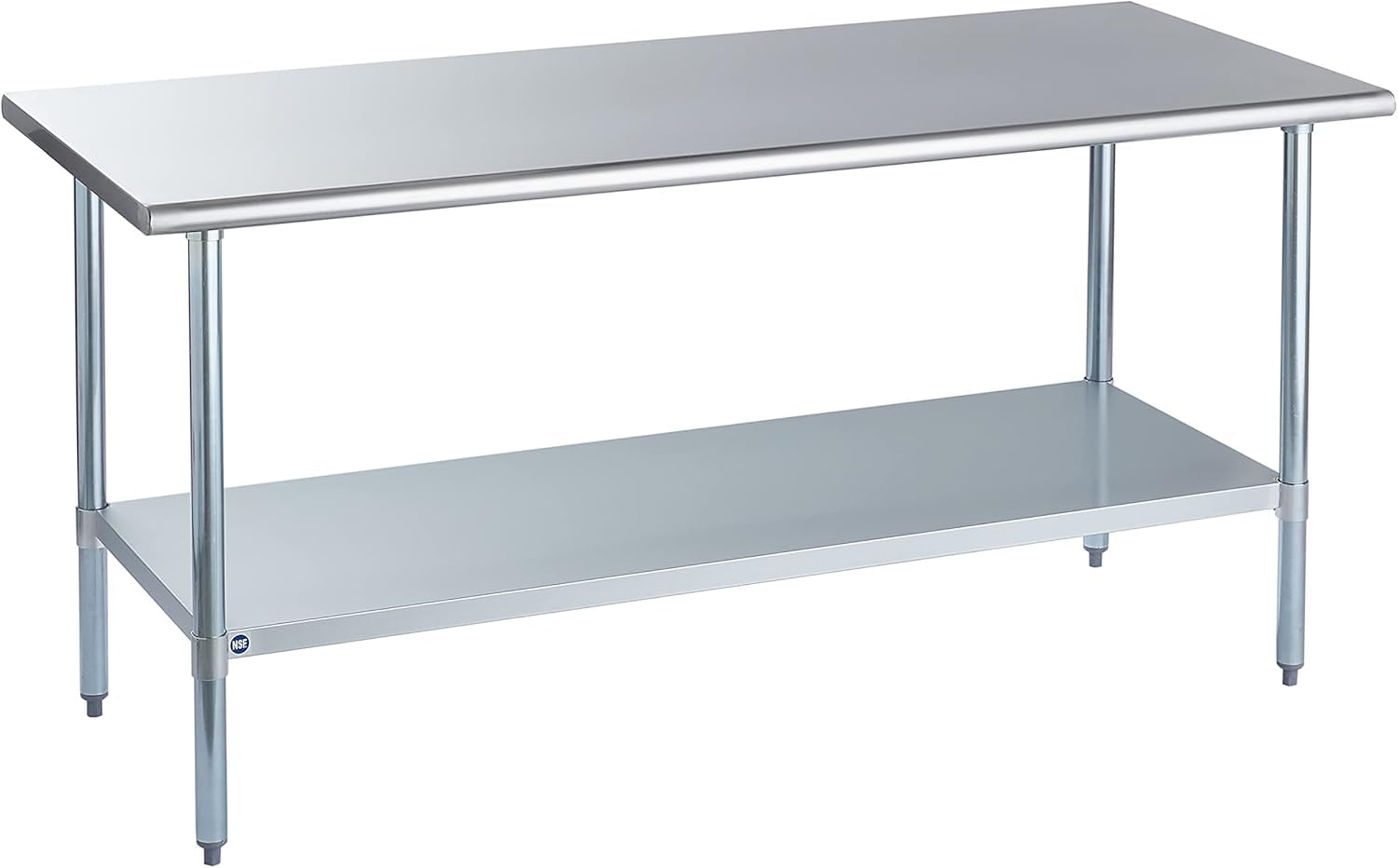 Photo 1 of ROCKPOINT Stainless Steel Table for Prep & Work 30x72 Inches, NSF Metal Commercial Kitchen Heavy Duty Table with Adjustable Under Shelf and Table Foot for Restaurant, Home and Hotel, Silver
