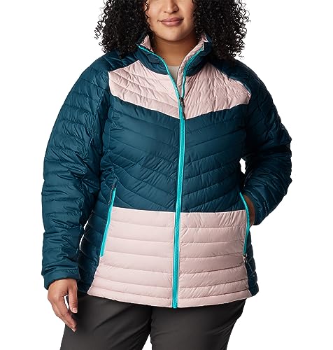 Columbia Women's Powder Lite II Full Zip Jacket, Night Wave/Dusty Pink, Large