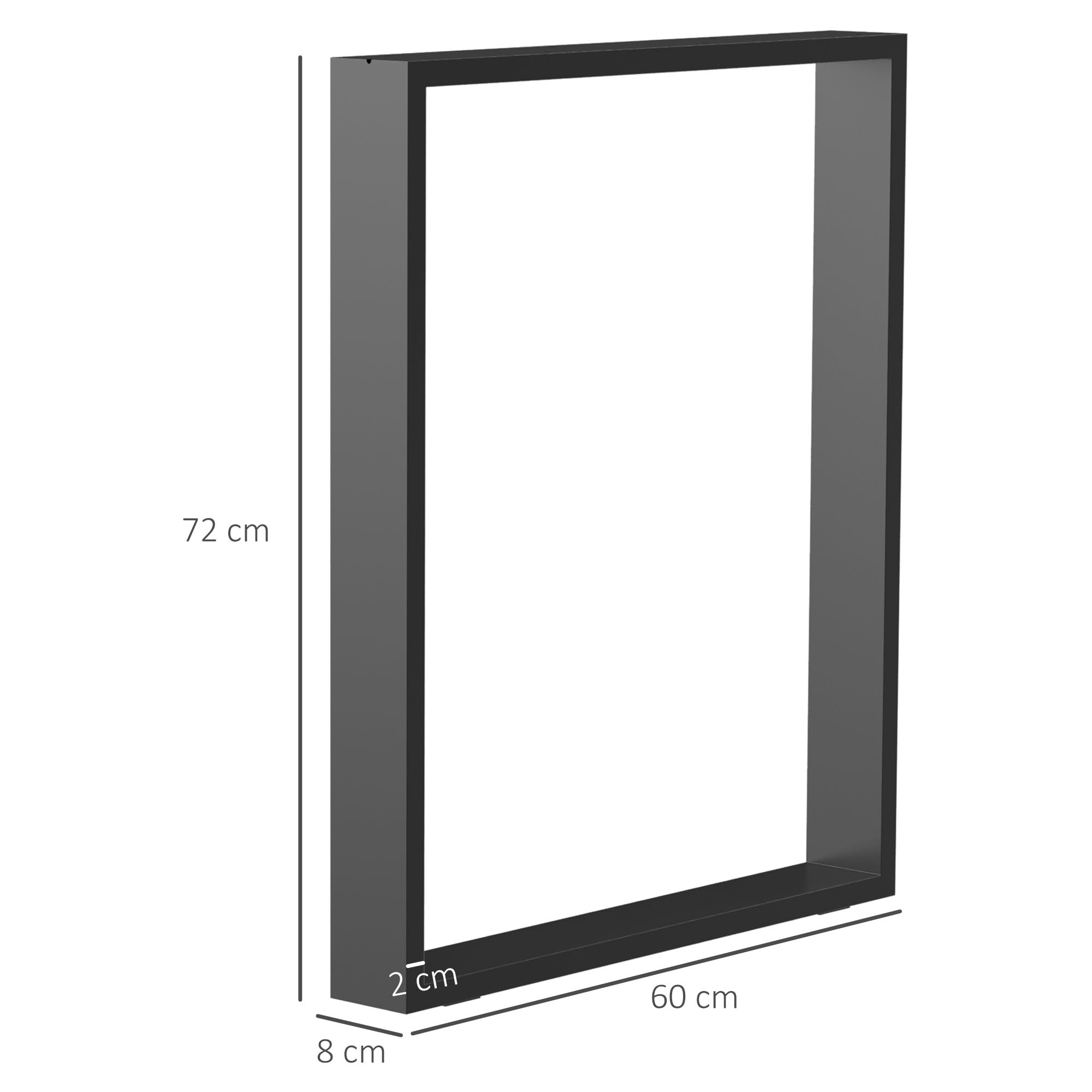 HOMCOM Nogi stołowe z osłonami podłogi zestaw 2 szt. 60x72 cm Czarny | Nóżki meblowe metalowe, stelaż stołu, nogi stołowe, do biurka, stolika nocnego