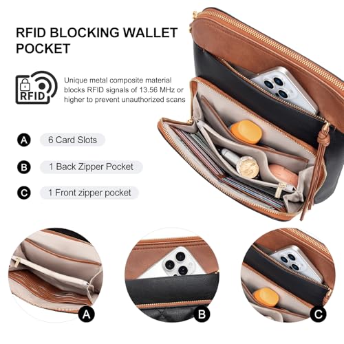 nuoku Crossbody Bag for Women,Small Lightweight Medium Shoulder Handbags Soft Leather Women's Crossbody Pursewith Tassel4