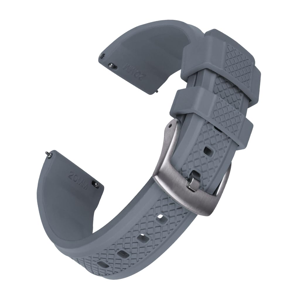 Sangle de montre de plongée noire interchangeable 20mm bracelet caoutchouc à boucle coulissante