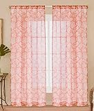 Caribbean Joe 2-pc. Coral Sheer Curtain Panel Set 84'' Coral
