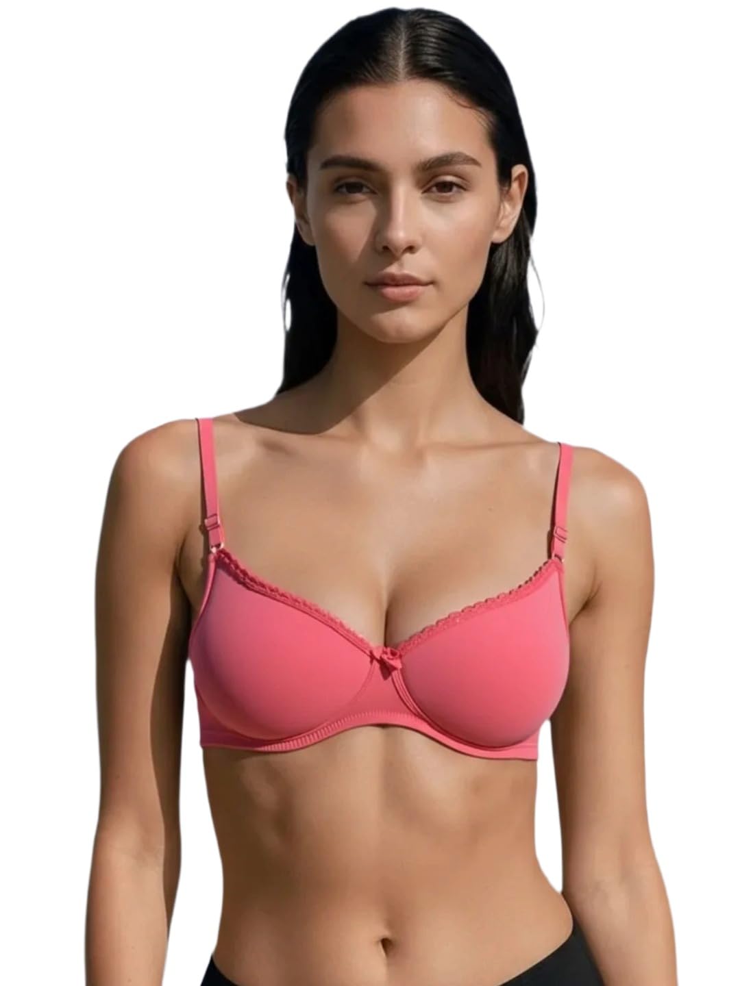 kavya Padded Non Wired Plus Size Medium Coverage with lace Finishing T-Shirt Bra EDEN109DARKSALMON-picture-44