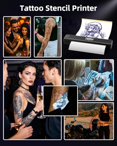 Image of M8 Wireless Tattoo Stencil Printer, Portable Bluetooth Thermal Tattoo Printer with App A4, Print Realistic Portraits, 10 Transfer Papers Included, Works for Phone /Tablet /PC
