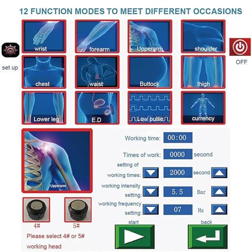 Dispositivo de Terapia de Ondas de Choque, Masajeador Muscular Corporal Máquina de Onda de Choque para Fasciitis Plantar con 5 Cabezas de Masaje miniatura 2