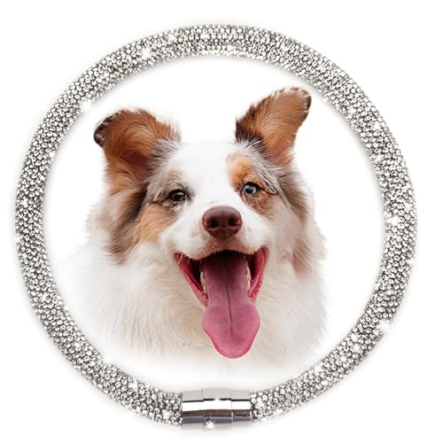 Suavifurri Diamond Dog Collar Bling Full Rhinestone Sparkly Magnetic Closure Wedding Pet Necklace for Medium Large Dogs 20 inch